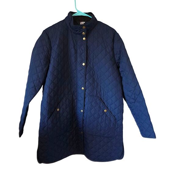 Lands End Womens Quilted Barn Chore Coat Size Large Navy Blue - Picture 1 of 6
